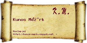 Kunos Márk névjegykártya